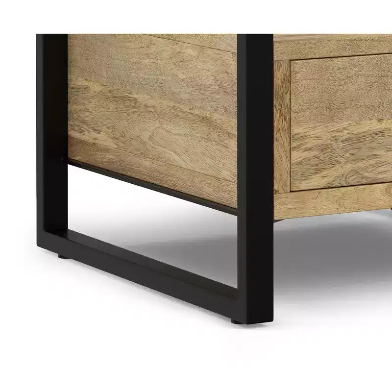 Table de chevet Lawson en bois de manguier massif de 56 cm de large, style industriel moderne, coloris naturel