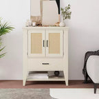 Bahut buffet en rotin avec tiroir, meuble de rangement, armoire d'appoint pour café blanc, meuble de cuisine, console pour entrée, salon