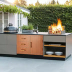 Ensemble de tiroirs et d'armoires de cuisine d'extérieur en acier inoxydable avec anneau de déchets réglable, montage encastré résistant aux intempéries - 38,2 L x 20,5 H x 22,6 P