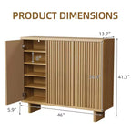 Meuble à chaussures rustique à 5 niveaux avec porte cannelée, banc de rangement de 117 cm pour entrée, salon ou hall
