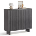 5-Tier Rustic Entryway Shoe Cabinet with Fluted Door, 46-Inch Hallway Storage Bench Organizer for Entryway, Living Room, or Foyer