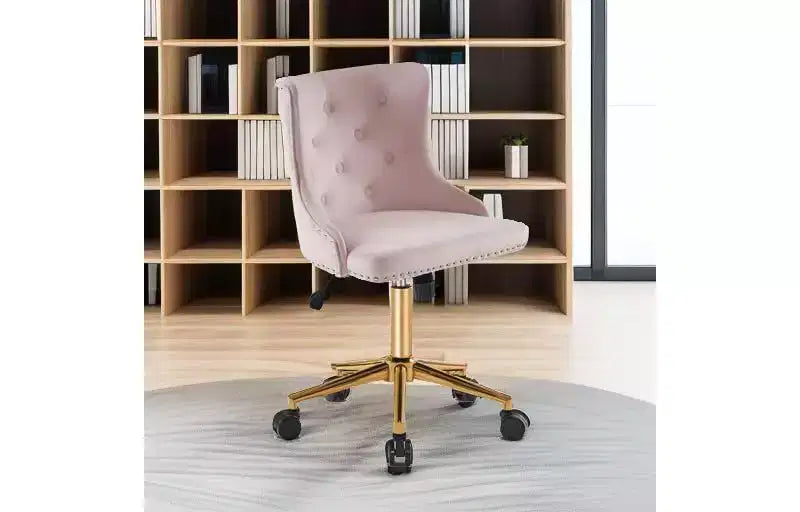 VINGLI Chaise de bureau sans accoudoirs en velours, jolie chaise de coiffeuse/maquillage rembourrée avec dossier pour chambre à coucher et pour femmes/filles