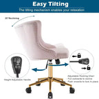 VINGLI Chaise de bureau sans accoudoirs en velours, jolie chaise de coiffeuse/maquillage rembourrée avec dossier pour chambre à coucher et pour femmes/filles