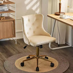 VINGLI Chaise de bureau sans accoudoirs en velours, jolie chaise de coiffeuse/maquillage rembourrée avec dossier pour chambre à coucher et pour femmes/filles