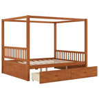 Lit plateforme à baldaquin moderne en bois Luxystar avec 2 tiroirs de rangement