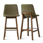 Lot de 2 tabourets de bar modernes du milieu du siècle avec dossiers, chaises hautes rembourrées de 71 cm avec pieds en bois massif - Panipeachy