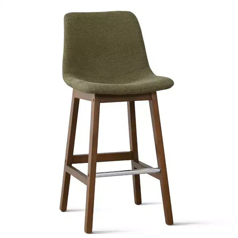 Lot de 2 tabourets de bar modernes du milieu du siècle avec dossiers, chaises hautes rembourrées de 71 cm avec pieds en bois massif - Panipeachy