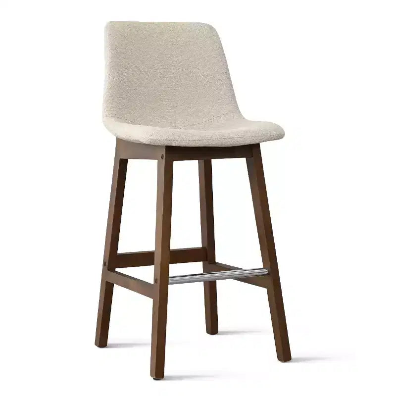 Lot de 2 tabourets de bar modernes du milieu du siècle avec dossiers, chaises hautes rembourrées de 71 cm avec pieds en bois massif - Panipeachy