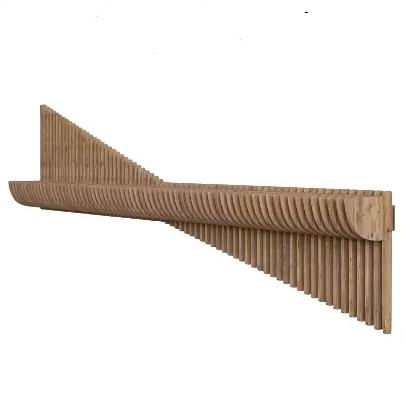 Étagère TV flottante Sierra BATAMEX Parametric 60 pouces Unité murale géométrique moderne en bois Décor Chêne naturel Couleur Ondulée 3D Étagère de salon