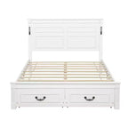 Lit et cadre de lit en bois Whisen Queen avec tête et pied de lit à panneau haut, 2 tiroirs de rangement