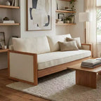 Canapé 3 places en chenille et bois d'hévéa moderne Emanuelle 77.8 Christopher Knight Home