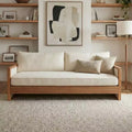 Christopher Knight Home Emanuelle 77.8 Modern Rubberwood Chenille Upholstered 3-Seater Sofa