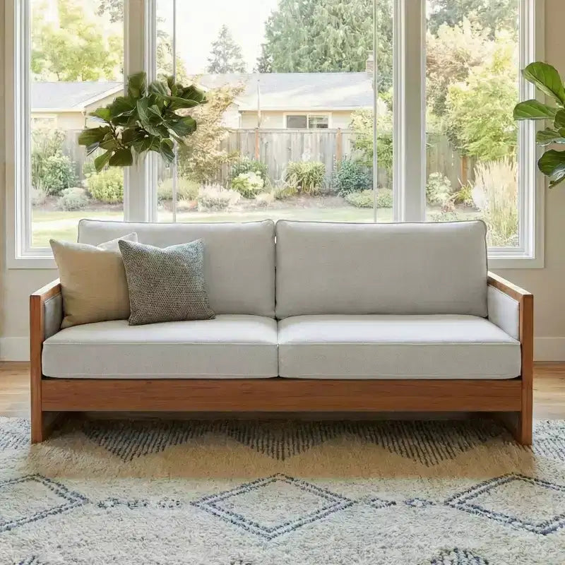 Canapé 3 places en chenille et bois d'hévéa moderne Emanuelle 77.8 Christopher Knight Home