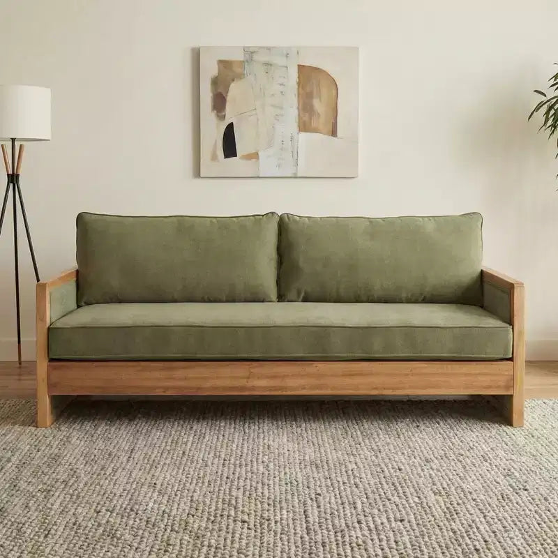 Canapé 3 places en chenille et bois d'hévéa moderne Emanuelle 77.8 Christopher Knight Home