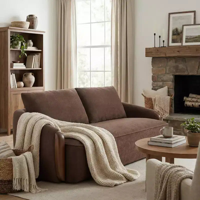 Christopher Knight Home Elara 75-Inch Curved Upholstered Sofa with Solid Wood Frame