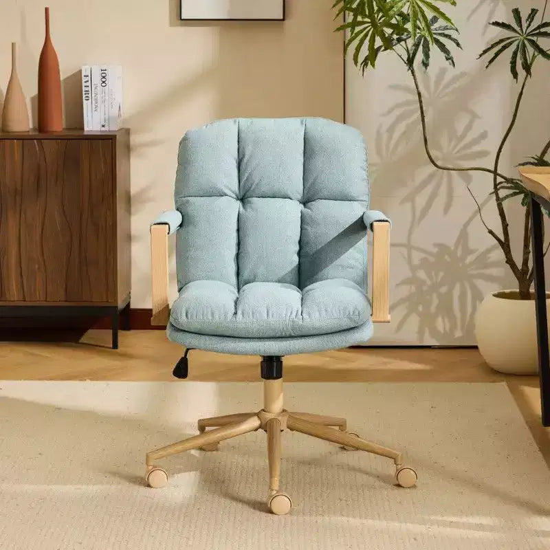 Karl Home Fauteuil moderne rembourré, chaise de bureau ergonomique avec hauteur réglable, pivotant à 360°, roulettes, chaise d'appoint coiffeuse