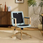 Karl Home Fauteuil moderne rembourré, chaise de bureau ergonomique avec hauteur réglable, pivotant à 360°, roulettes, chaise d'appoint coiffeuse