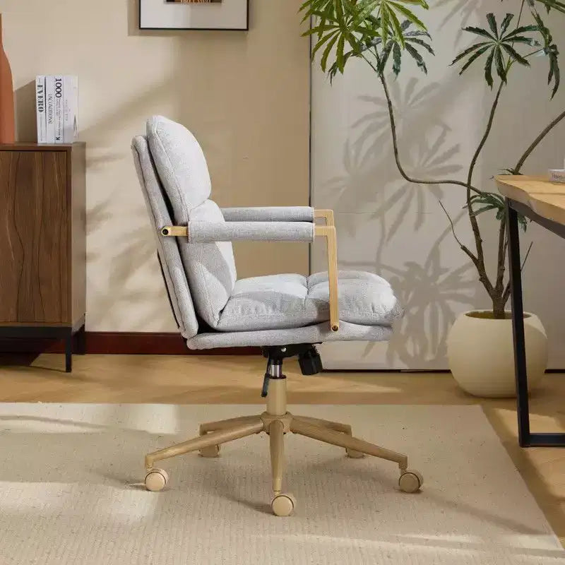 Karl Home Fauteuil moderne rembourré, chaise de bureau ergonomique avec hauteur réglable, pivotant à 360°, roulettes, chaise d'appoint coiffeuse