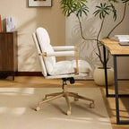 Karl Home Fauteuil moderne rembourré, chaise de bureau ergonomique avec hauteur réglable, pivotant à 360°, roulettes, chaise d'appoint coiffeuse