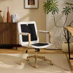 Karl Home Fauteuil moderne rembourré, chaise de bureau ergonomique avec hauteur réglable, pivotant à 360°, roulettes, chaise d'appoint coiffeuse