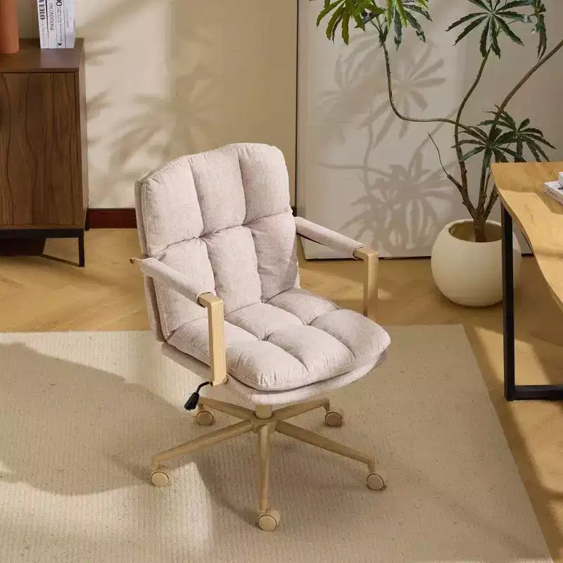Karl Home Fauteuil moderne rembourré, chaise de bureau ergonomique avec hauteur réglable, pivotant à 360°, roulettes, chaise d'appoint coiffeuse