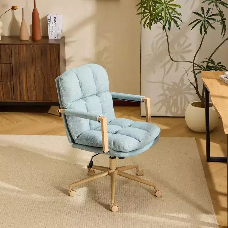 Karl Home Fauteuil moderne rembourré, chaise de bureau ergonomique avec hauteur réglable, pivotant à 360°, roulettes, chaise d'appoint coiffeuse