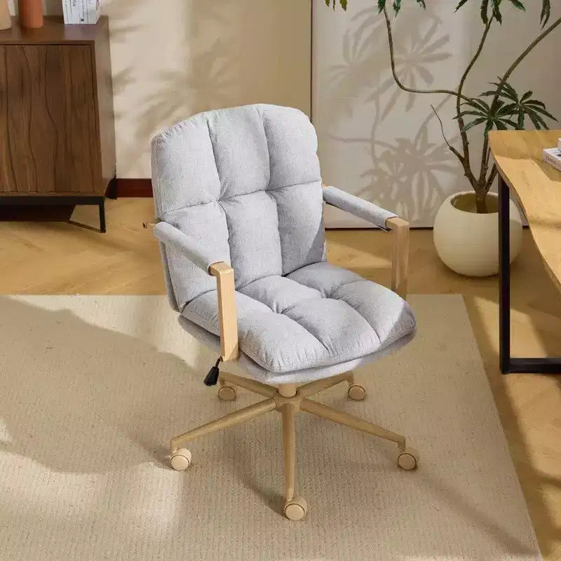 Karl Home Fauteuil moderne rembourré, chaise de bureau ergonomique avec hauteur réglable, pivotant à 360°, roulettes, chaise d'appoint coiffeuse