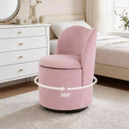 Chaise de coiffeuse avec rangement, Chaise de maquillage pivotante à 360°, Tabouret de baril moderne pivotant avec dossier, Ottoman rembourré, Tabouret de coiffeuse avec dossier