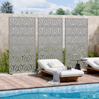 MAYEERTY Star 01 Gray Galvanized Steel Room Divider, 72x35x16, 6-Piece Home Patio Privacy Screen