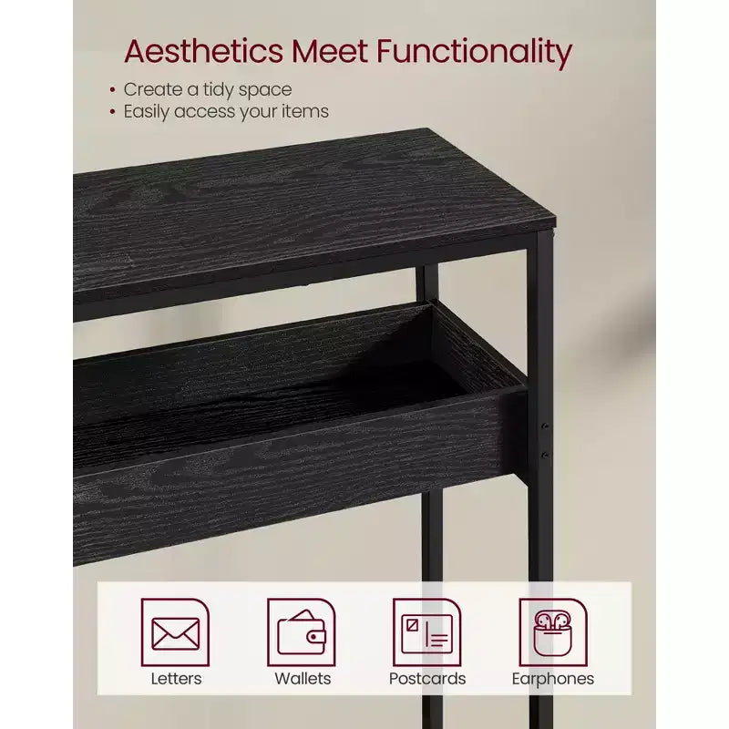 VASAGLE Table d'entrée à 2 niveaux, Table console étroite, Compartiments semi-ouverts, 23,9 x 100,1 x 80 cm