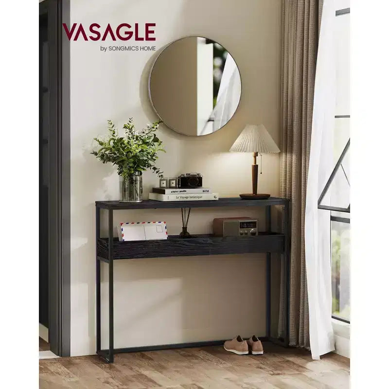 VASAGLE 2-Tier Entryway Table, Narrow Console Table, Semi-Open Compartments, 9.4 x 39.4 x 31.5 Inches