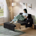Canapé-lit convertible 3 en 1 avec ports USB, porte-gobelets et poches latérales, causeuse moderne pour salon