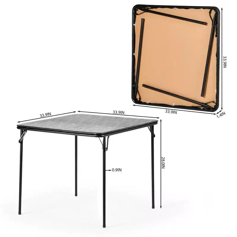 Ensemble table à manger pliable 3 pièces FurnitureR avec 2 chaises rembourrées, table de cuisine peu encombrante pour petit appartement, ensemble petit-déjeuner à cadre métallique