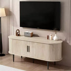 JVNOXK 47 Meuble TV moderne avec compartiment de rangement et porte coulissante, Centre de divertissement pour jeux vidéo avec armoire pour salon, Naturel
