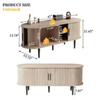 JVNOXK 47 Meuble TV moderne avec compartiment de rangement et porte coulissante, Centre de divertissement pour jeux vidéo avec armoire pour salon, Naturel