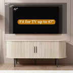 JVNOXK 47 Meuble TV moderne avec compartiment de rangement et porte coulissante, Centre de divertissement pour jeux vidéo avec armoire pour salon, Naturel