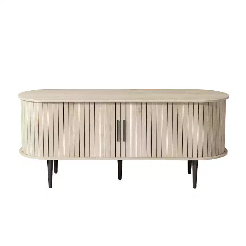 JVNOXK 47 Meuble TV moderne avec compartiment de rangement et porte coulissante, Centre de divertissement pour jeux vidéo avec armoire pour salon, Naturel