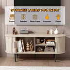 JVNOXK 47 Meuble TV moderne avec compartiment de rangement et porte coulissante, Centre de divertissement pour jeux vidéo avec armoire pour salon, Naturel