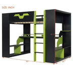 Lit mezzanine Whisen en bois massif avec prise de courant et ports USB/Type-C, gestion des câbles intégrée