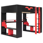 Lit mezzanine Whisen en bois massif avec prise de courant et ports USB/Type-C, gestion des câbles intégrée