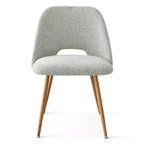 Ensemble table à manger ronde 35" pour 4, table piédestal blanche et chaises en tissu bouclé avec pieds en métal, idéal pour les petits espaces-Panipeachy