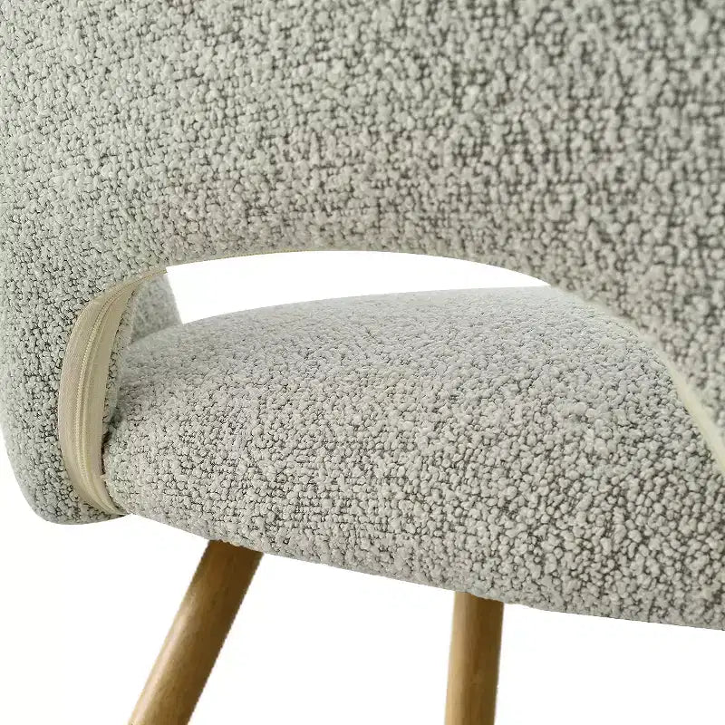 Ensemble table à manger ronde 35" pour 4, table piédestal blanche et chaises en tissu bouclé avec pieds en métal, idéal pour les petits espaces-Panipeachy