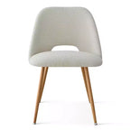 Ensemble table à manger ronde 35" pour 4, table piédestal blanche et chaises en tissu bouclé avec pieds en métal, idéal pour les petits espaces-Panipeachy