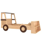 Lit de voiture double avec étagères de rangement, lit plateforme en bois en forme de voiture pour enfants