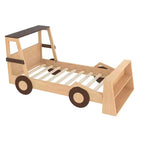 Lit de voiture double avec étagères de rangement, lit plateforme en bois en forme de voiture pour enfants