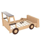 Lit de voiture double avec étagères de rangement, lit plateforme en bois en forme de voiture pour enfants