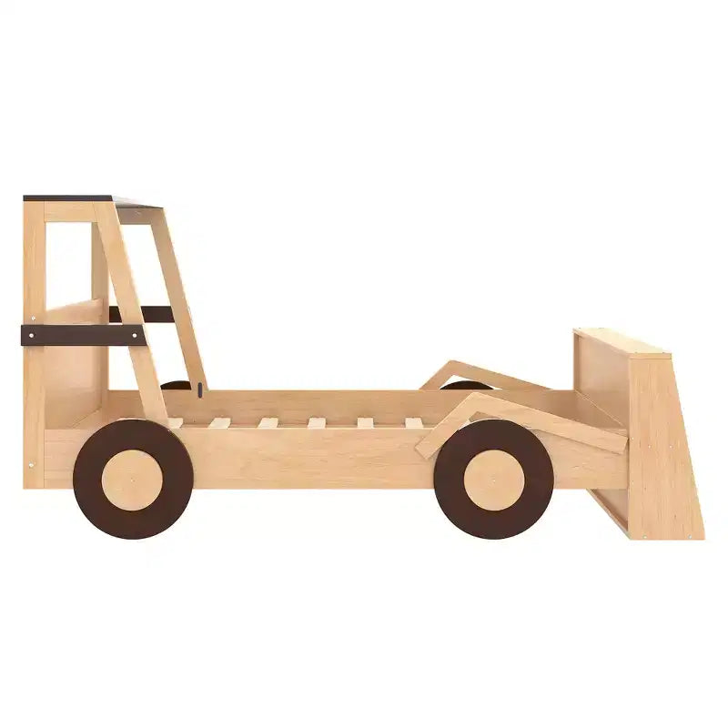 Lit de voiture double avec étagères de rangement, lit plateforme en bois en forme de voiture pour enfants