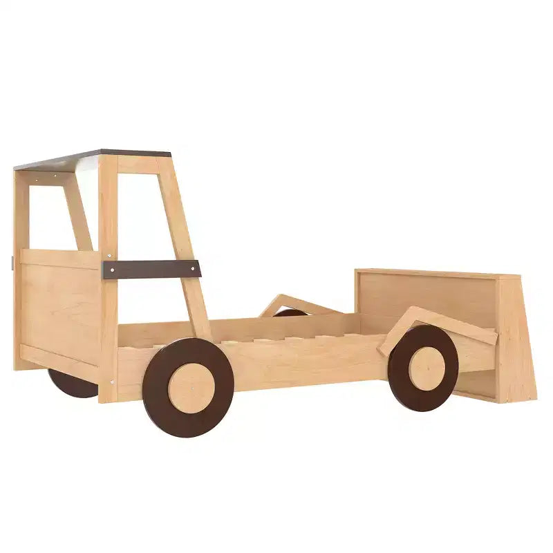 Lit de voiture double avec étagères de rangement, lit plateforme en bois en forme de voiture pour enfants