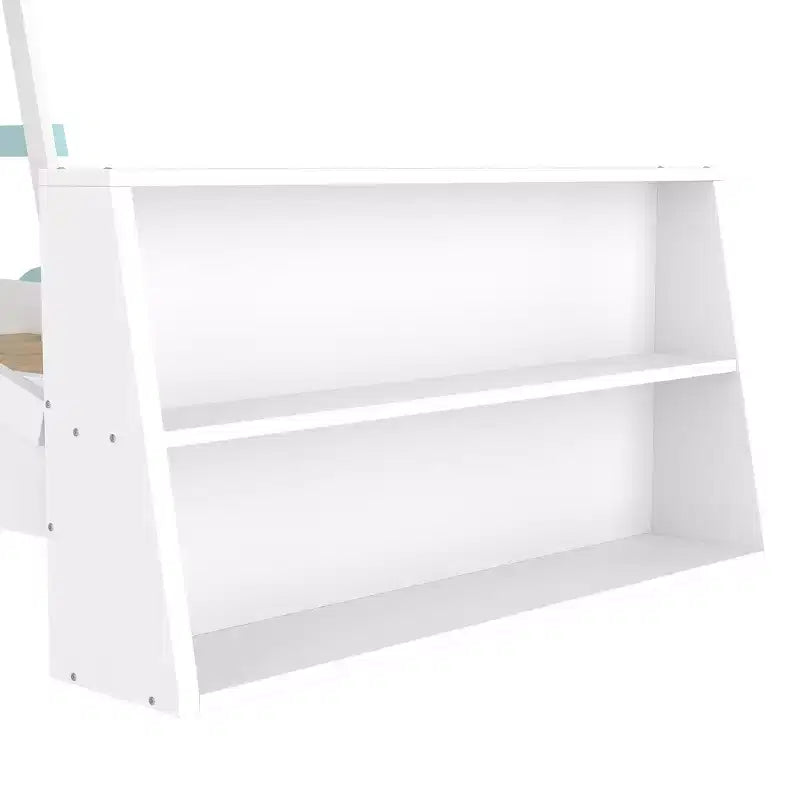 Lit de voiture double avec étagères de rangement, lit plateforme en bois en forme de voiture pour enfants
