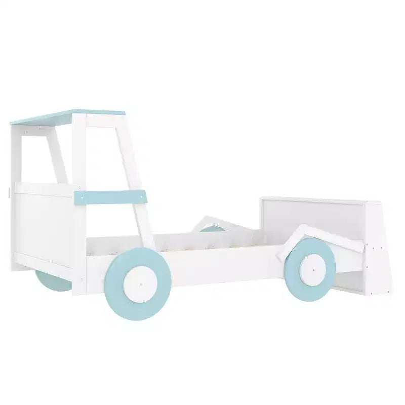 Lit de voiture double avec étagères de rangement, lit plateforme en bois en forme de voiture pour enfants